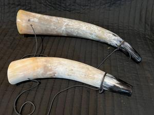 Corne de buffle écologique de style animal élégante, polie, décoration d'intérieur avec sangle en cuir par Crescent Crafts - Product Image 3