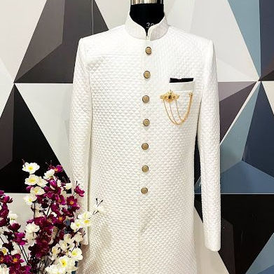 NOUVELLE MAGNIFIQUE ROBE SHERWANI POUR HOMME SUR TISSU DE BROCADE