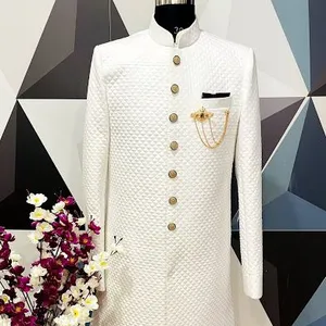 Người Đàn Ông Đẹp Mới Sherwani Ăn Mặc Trên Thổ Cẩm Vải Với Phù Hợp Với Giày Cho Nam Giới Cho Bụi-Mặc/Váy Cưới @ 2024