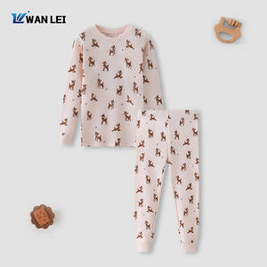 Pyjamas de Noël pour enfants, garçons et filles, motif <span class=keywords><strong>renne</strong></span>, côtelé, 100% coton biologique, respirant, doux, ensemble long, automne - Product Image 1