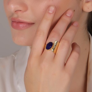 Anillo de jade azul natural de calidad de exportación para mujer, joyería de piedras preciosas ajustables para uso diario y regalos de la India - Product Image 6