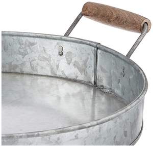 Oval Shape Galvanized Metal Serving <b>Tray</b> for Home Wedding Party Tabletop Food & <b>Drinks</b> Serving <b>Tray</b> With Handles - Product Image 2