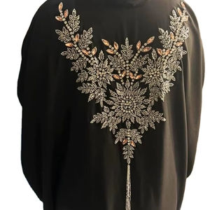 Taille XXL décontracté ethnique modeste brodé à la main rayonne Abayas pour les femmes à capuche Kimono bouton Design-vêtements musulmans traditionnels - Product Image 1