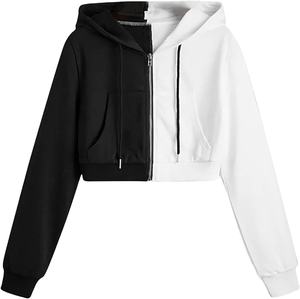 Women's Winter Hoodies <b>Sweatshirts</b> Lined Zipper Full-Zip Customizable Oversize Crop Top 100% Cotton Fleece <b>Velour</b> Reflective - Product Image 1