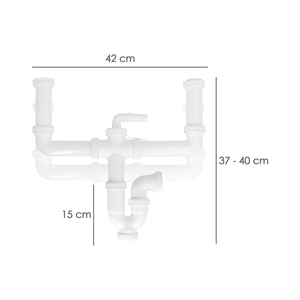 Siphon double extensible avec deux sorties de 1 1/2 pouces / 40 mm - Product Image 2