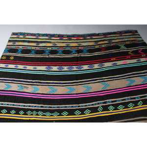 Alfombra Vintage Extra Grande, Alfombra Turca de 6.8x13.7 pies, Alfombra de Lana Kilim Negra - Product Image 5