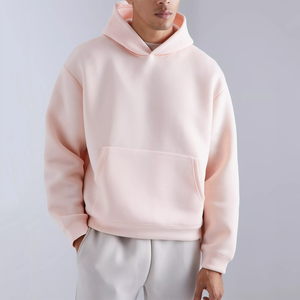เสื้อฮู้ดดี้โอเวอร์ไซส์ผู้ชาย สีพื้น ผ้าฝ้ายเฟรนช์เทอร์รี่ สวมใส่สบายในฤดูหนาว ระบายอากาศได้ดี ดีไซน์กระเป๋าแบบยาว - Product Image 3