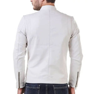Veste à fermeture éclair à col montant de qualité supérieure pour hommes dans toutes les couleurs et tailles Canvas en cuir avec logo sur le devant - Product Image 5