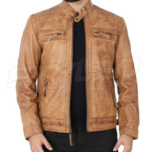 Men's Brown Polyester Breathable Waterproof Casual Moto <b>Jacket</b> Stand Collar Zipper Closure Slim Fit Winter - Product Image 2