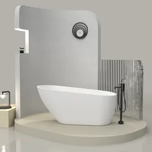 독립형 디자인 흰색 욕조와 저렴한 비용 단단한 표면 인공 돌 욕조 쉬운 깨끗한 메이블 돌 욕조