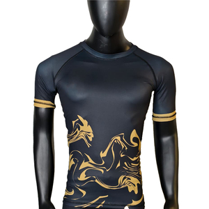 Vente en gros personnalisée Rash Guard à manches courtes pour l'entraînement de natation surf UPF 50 + MMA BJJ Jiujitsu Sportswear Compression Front Breathable - Product Image 1