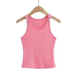 Gilet à manches courtes de style américain Gilet d'été élastique amincissant de couleur unie Gilet à boucle avec crochet Top Trendy - Product Image 6