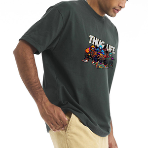 Camiseta de algodón de manga corta con cuello redondo y estampado Dtg de ropa de lujo personalizada, camiseta gráfica de estilo Hip Hop para hombres 2026 - Product Image 3