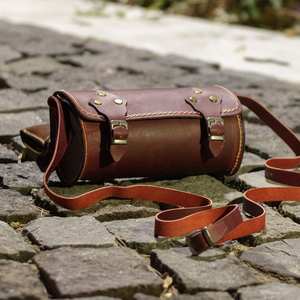 Genuine <b>Leather</b> Female Cylinder <b>Handbag</b> New Korean Style One-Shoulder Crossbody Pack Lightweight Vegetable <b>Tanned</b> Zipper - Product Image 5