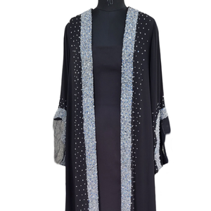 Nouvelle collection de robes abaya pour femmes robe longue de travail avec perles lourdes et strass - Product Image 4