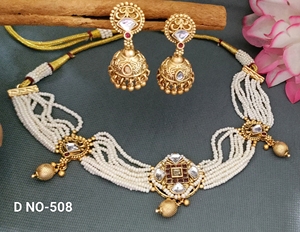 Conjunto de Collar Kundan Dorado Antiguo SKU 508 D-3 - Product Image 1