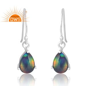 Latest Selling 925 Sterling Silver Natural Aurora Opal Red <b>Green</b> Gemstone Earring Custom Jewelry Manufacturer - Product Image 1