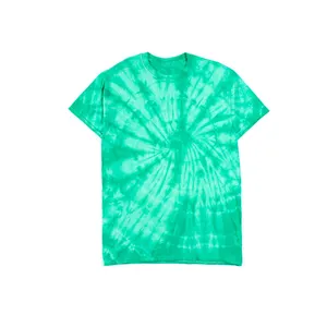 Cuello cosido de doble aguja colorido ciclón molinete hombres o cuello 100% algodón tie die Print Camisetas tie Dye camisetas