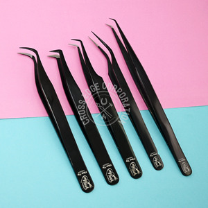 Pinzas para Pestañas con Punta de Fibra Negra Premium 90 °   Pinza para Extensión de Pestañas de 14 cm, Ligera, Herramienta Personalizada para Aislamiento - Product Image 4