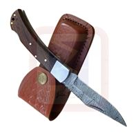 Couteau de chasse LIPUMA 15n20/1095 en acier inoxydable avec manche en bois de noyer, garantie de 3 ans, étui en cuir pour la survie en plein air