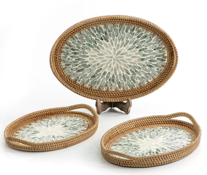 Plateau de service de décoration de table vadrouille ensemble de trois plateaux de service de collation de conception attrayante utilisés pour le cadeau de mariage - Product Image 6