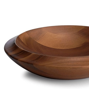 Vente en gros de saladier en bois d'acacia au design bohème Bol de service en bois naturel avec technique polie Ustensiles de cuisine du Vietnam - Product Image 2