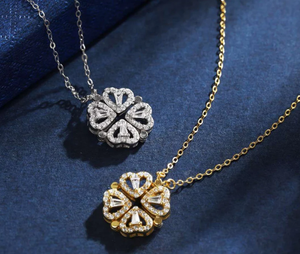 Collier avec pendentif en forme de fleur en forme de cœur orné, diamant moissanite VVS, or 925, argent, style hip-hop - Product Image 5