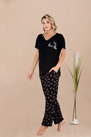 Ensemble pyjama 2 pièces en viscose tricotée pour femme, motif à pois, décontracté, doux et respirant, manches longues et short longueur genou, style turc