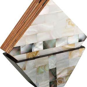Mármol blanco hecho a mano con piedra de mopa real Venta caliente Posavasos de nácar personalizado de madera con color natural - Product Image 2