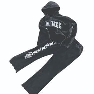 Combinaisons survêtements pour hommes en coton épais vieilli survêtement vintage imprimé graphique lavé à l'acide ensemble de jogging 2 pièces pour hommes - Product Image 5