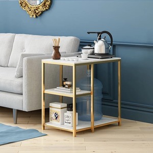 Modern Style Living Room <b>Side</b> <b>Table</b> SST026 with Durable Stone Top and Iron Frame Convertible and <b>Storage</b> Feature for Home Use - Product Image 6