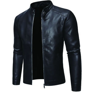 Chaqueta de Cuero de Invierno de Diseño Personalizado, Chaqueta de Cuero de Invierno de Color Sólido para Hombre, Chaqueta de Cuero Urbana para Hombre - Product Image 1