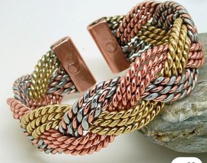 Pulsera clásica de cobre puro para hombre, diseño de cuerda trenzada, brazalete pesado, Pulseras de Moda Vintage, brazaletes de Yoga de terapia de ágata, bandas gratis - Product Image 3