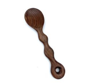 Cuillère en bois d'acacia noir naturel et sain, manche court, cuillères en bois personnalisées, ustensiles, cuillère de service en bois coréenne - Product Image 1