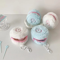 Sac à maquillage en peluche miniature mignon en forme d'écouteur, pochette à fermeture éclair légère pour le rangement des cosmétiques, des bijoux et des câbles