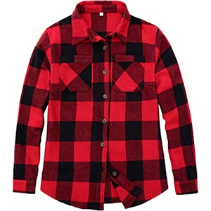 Veste courte en laine de flanelle pour femme, meilleure qualité, à carreaux, manches longues, à boutons, à la mode - Product Image 1