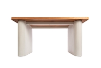 Experimente la Elegancia con la Mesa de Comedor WT005 Alia, Acabado Blanco Lavado, Madera de Teca Hecha a Mano en Indonesia, Encanto Rústico, Muebles para el Hogar, Villa