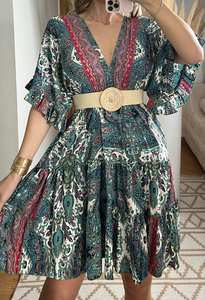 Main bloc imprimé indien coton robe d'été Boho Hippie Floral arc décor naturel taille numérique fête de mariage porter lavable - Product Image 3