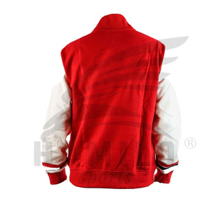 เสื้อแจ็คเก็ตบอมเบอร์ผู้ชาย HAMILO สีแดงขาว ไซส์ใหญ่ คอตั้ง ติดกระดุม ปักโลโก้ สวมใส่สบายในฤดูหนาว แต่งขอบด้วยขนมิงค์ - Product Image 2