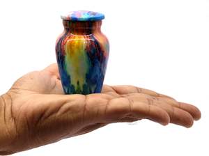 Hand-Painted Multicolored Aluminum American Style Urn Cremation Urn Human <b>Ash</b> Holder Memorial <b>Keepsake</b> - Product Image 3