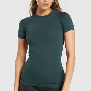 เสื้อยืดคอกลมคอกลมเข้ารูปสำหรับผู้หญิงเสื้อยืดผ้าฝ้ายออกแบบได้ตามต้องการสำหรับใส่เล่นกีฬาเล่นยิมฤดูร้อน - Product Image 4