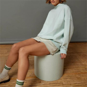 เสื้อสเวตเตอร์สวมหัวคอสูงแบบสตรีทแวร์ทรงหลวมผ้าฝ้ายหนาโอเวอร์ไซส์ - Product Image 5