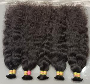 Cheveux de temple purs vierges non transformés de haute qualité Extensions de cheveux humains en vrac indiens crus ondulés à blanchir - Product Image 5