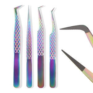 Herramientas de maquillaje profesional Diamond Grip-Pinzas de pestañas de acero inoxidable más vendidas con pinzas de pestañas de extensión coloridas - Product Image 1