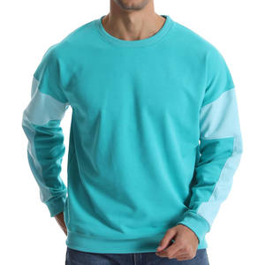 Venta al por mayor personalizado rayas acanalado cuello redondo Sudadera de alta calidad de algodón de los hombres de gran tamaño sudaderas - Product Image 4