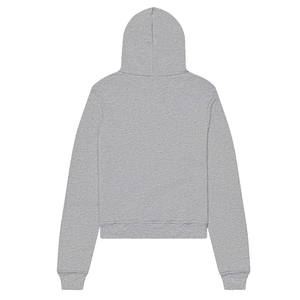 Sweat à capuche pour femme, premium, poids lourd, gris chiné, col rond, 100% coton molletonné, hiver, longueur standard, logo brodé imprimé en 3D - Product Image 2