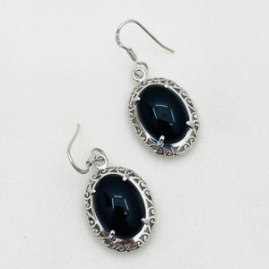 Buy Now Purchase Top Selling 925 Sterling Silver Studded <b>Black</b> <b>Onyx</b> <b>Earrings</b> for Women's and Girls - Product Image 1