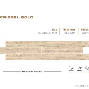 Деревянные доски размером 20x120 см, керамическая деревянная плитка с эффектом дырокола для внутреннего пола в модели "золотистый хрустящий корочек" от Novac