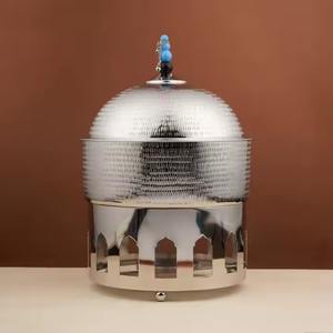 En venta, calentador de alimentos de forma redonda, Color cremoso, recubierto de polvo, hecho a mano, acero inoxidable, tapa de Color plateado - Product Image 5