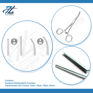 Kocher Hemostat Forceps 18cm Curved Steel Straight Dental Surgical Instruments Set Straight and Curved Kocher Hemostat Forceps - Product Image 4